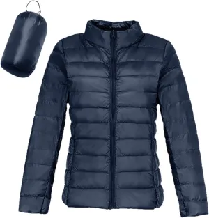 Women's Short Down Coat Packable Puffer Jacket Hooded Winter Ultra Light Quilted Winter Coat with Pocket Outerwear