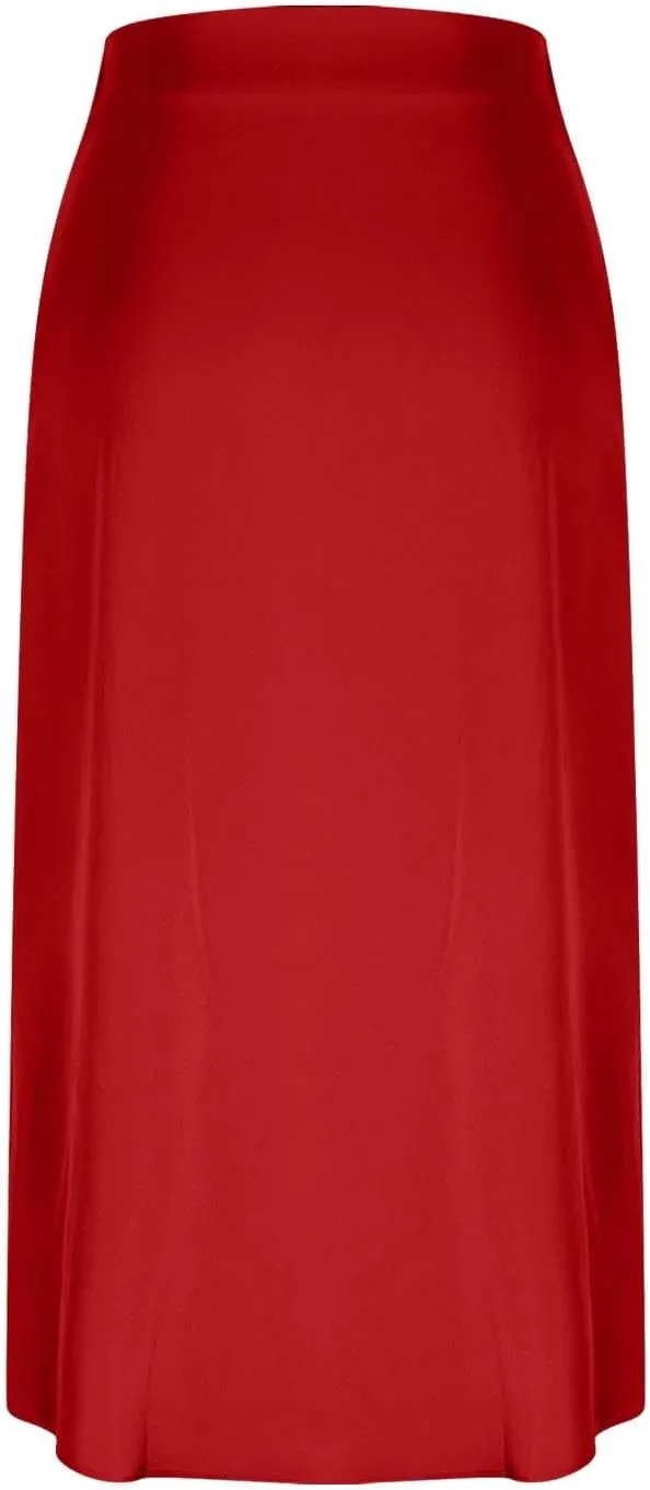 Women's Silk Satin Midi Skirt High Waisted Wrap Bodycon Long Pencil Skirts Dressy Elegant Skirt Party Clubwear