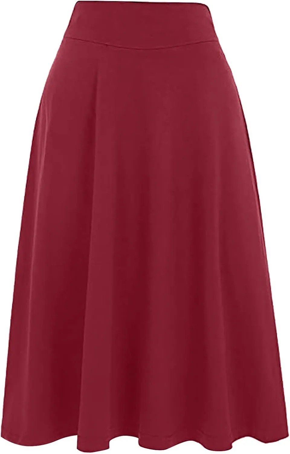 Womens Skirt for Going Out Summer High Elastic Waist Solid Color A-Line Knee Length Maxi Skirts for Women Trendy Clothes