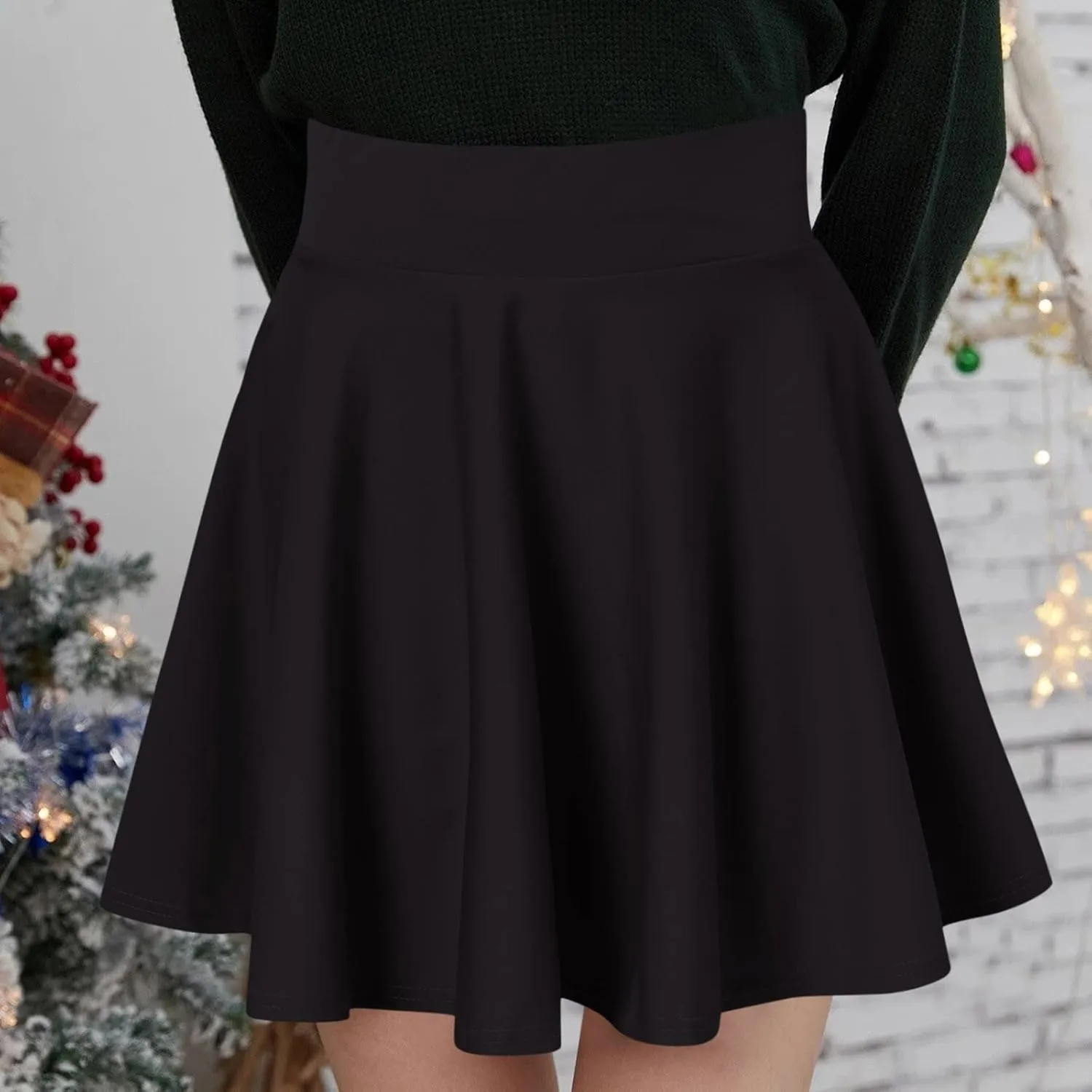 Womens Skirts Short Length with Slim Liner Stretchy High Elastic Waist Pleated Mini Shorts Skirts for Women