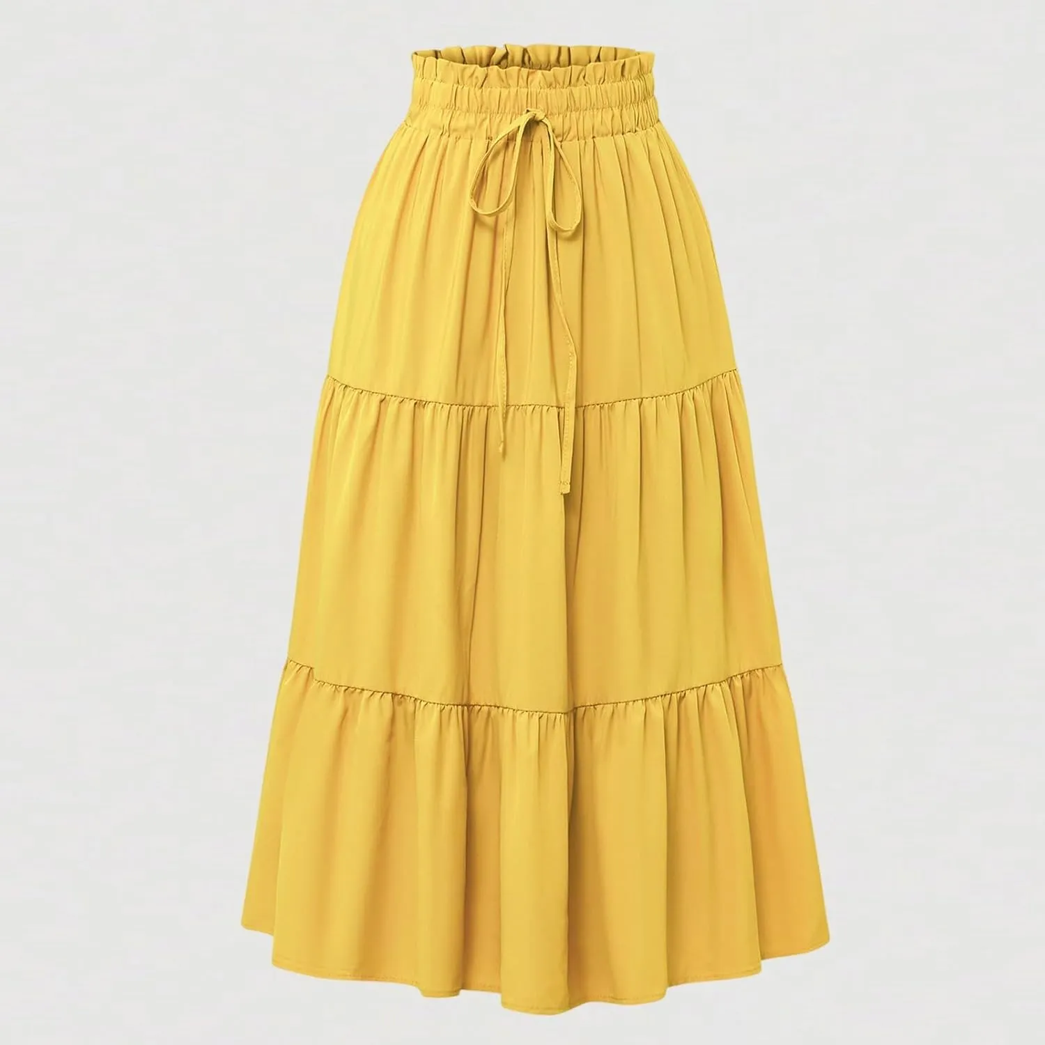 Women's Skirts Women's Summer Comfy Tiered Elastic High Waisted Skirts Casual Floral Print A Line Skirt