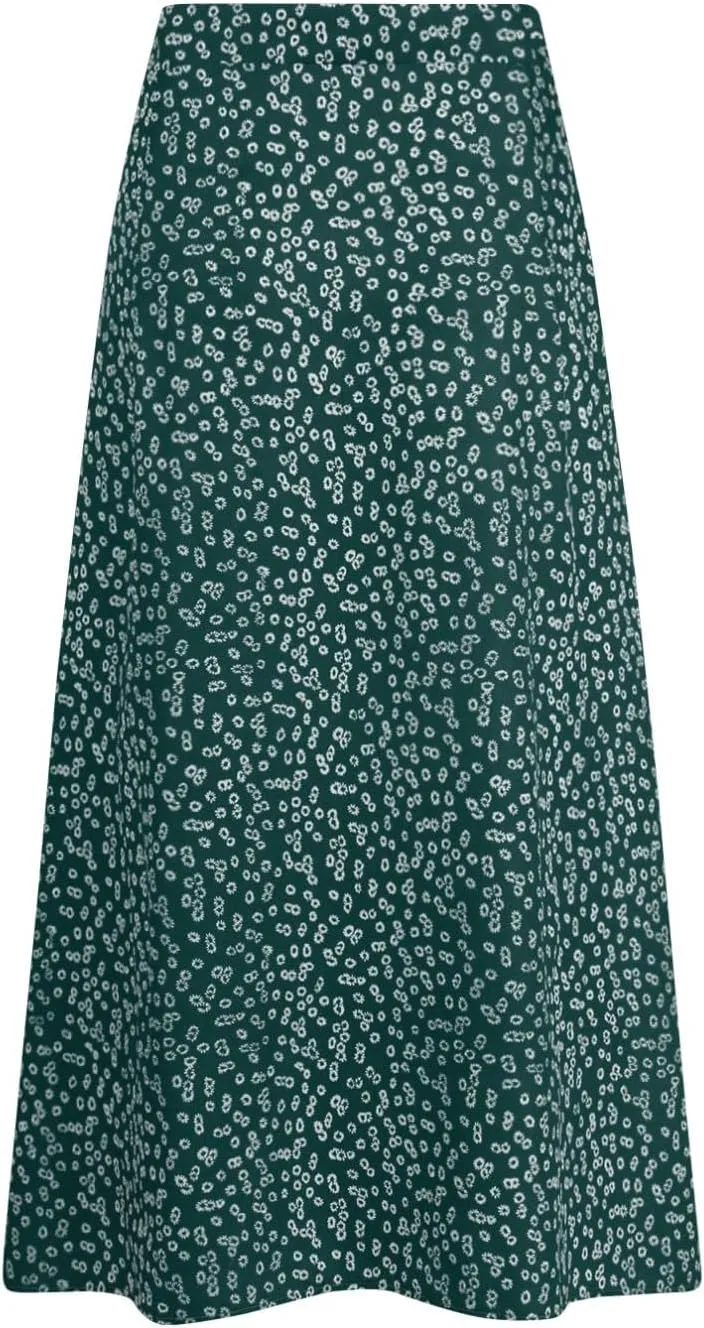 Women's Summer Casual Loose Trendy Elastic High Waist Floral Print Bohemian Split Sun Beach Midi Skirts 2025, S-3XL