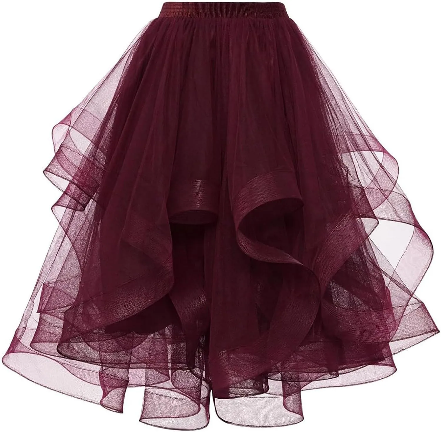 Women's Summer Casual Loose Trendy Elastic High Waist Solid Color Fluffy Mesh Party Latin Dance Flowy Skirts 2025, S-XL