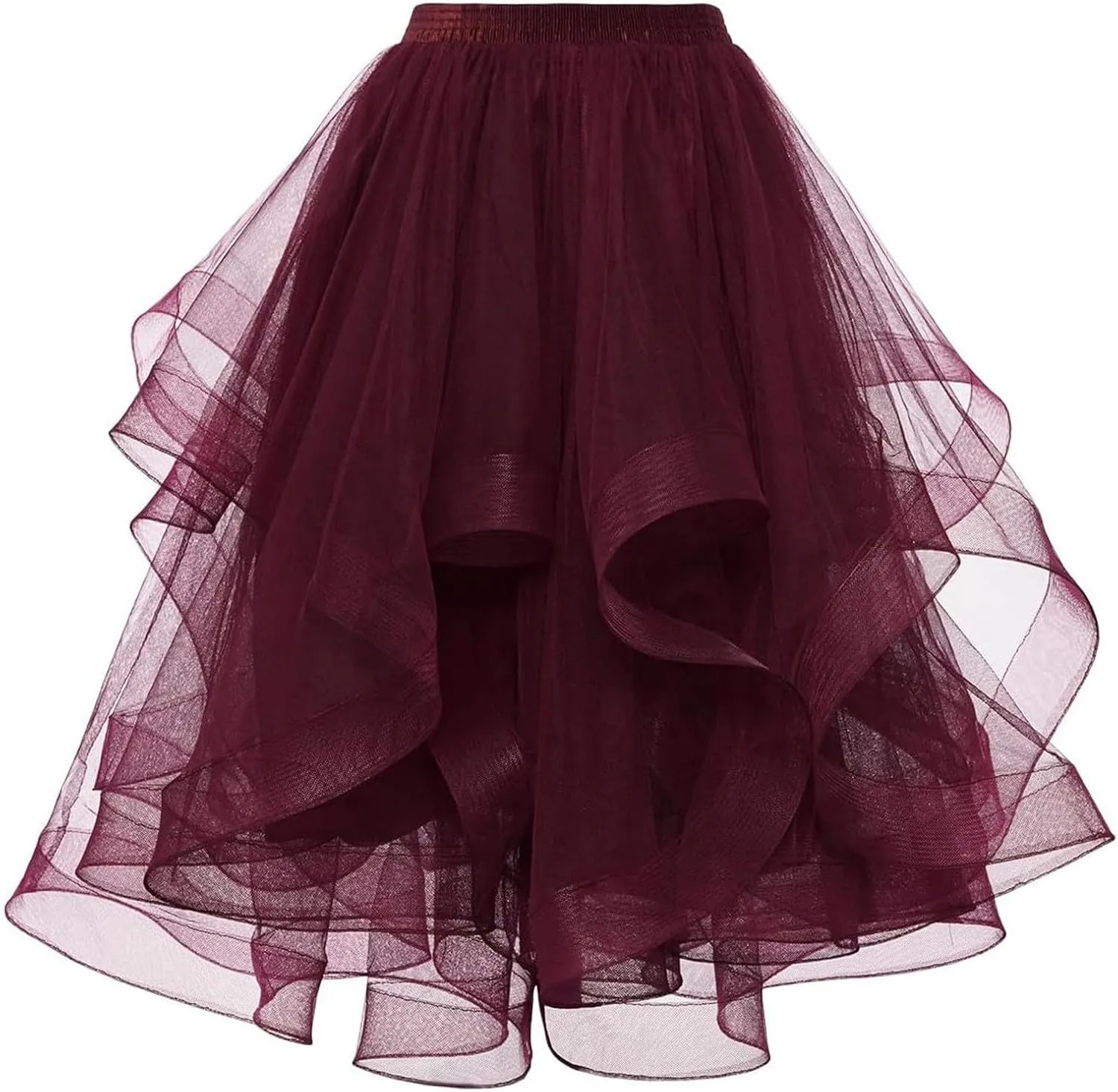 Women's Summer Casual Loose Trendy Elastic High Waist Solid Color Fluffy Mesh Party Latin Dance Flowy Skirts 2025, S-XL