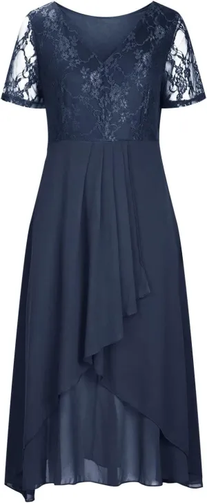 Womens Summer Dress Chiffon V Neck Floral Print Sundress Hollow A-Line Midi Dress Semi Formal Fit Skirts Outfits