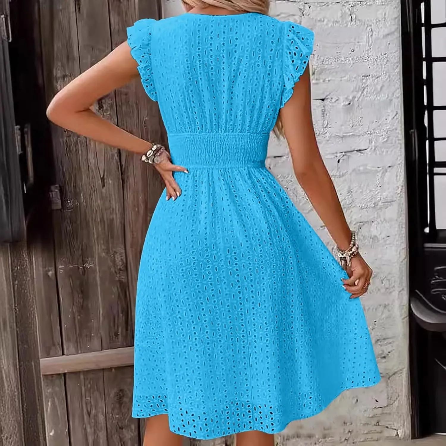 Womens Summer Dresses 2025 Sexy V Neck High Waist Beach Cover Ups Travel Vacation 2025 Summer Outfits Swing Flowy Skirt