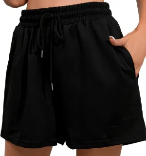 Womens Sweat Shorts Casual Summer Comfy Lounge High Waisted Cotton Shorts with Pockets