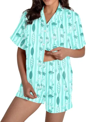 Women's Two Piece Outfits for Women Short Sleeve V Neck Shorts Set Women's Swim Skirts