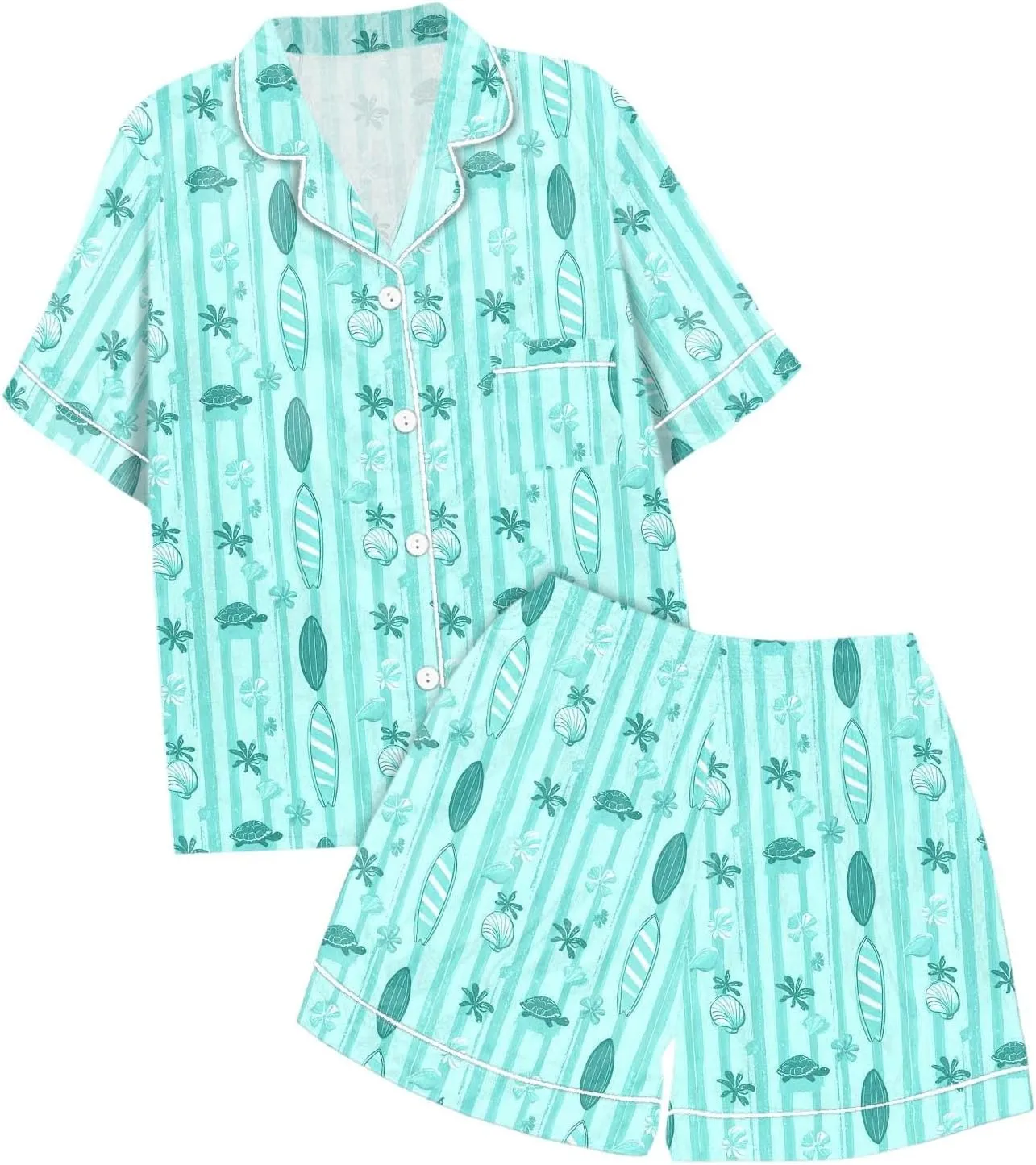 Women's Two Piece Outfits for Women Short Sleeve V Neck Shorts Set Women's Swim Skirts