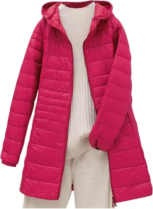 Womens Winter Coats Lightweight Quilted Jackets Thicken Warm Puffer Jackets Long Down Coats Slim Fit Windproof Outwear