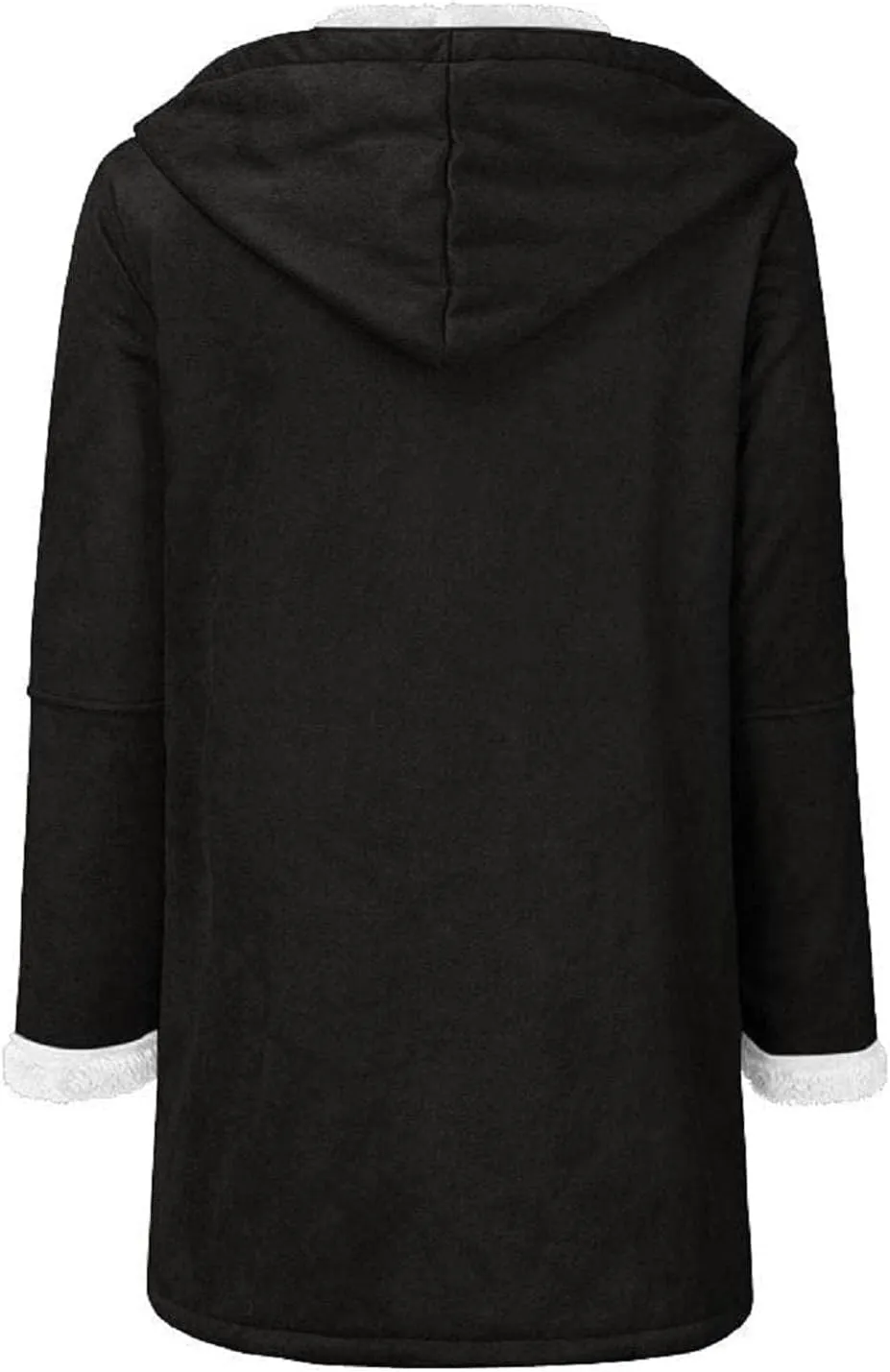 Womens Winter Coats with Hood Warm Sherpa Fleece Lined Jackets Button Faux Suede Pea Coat Outerwear