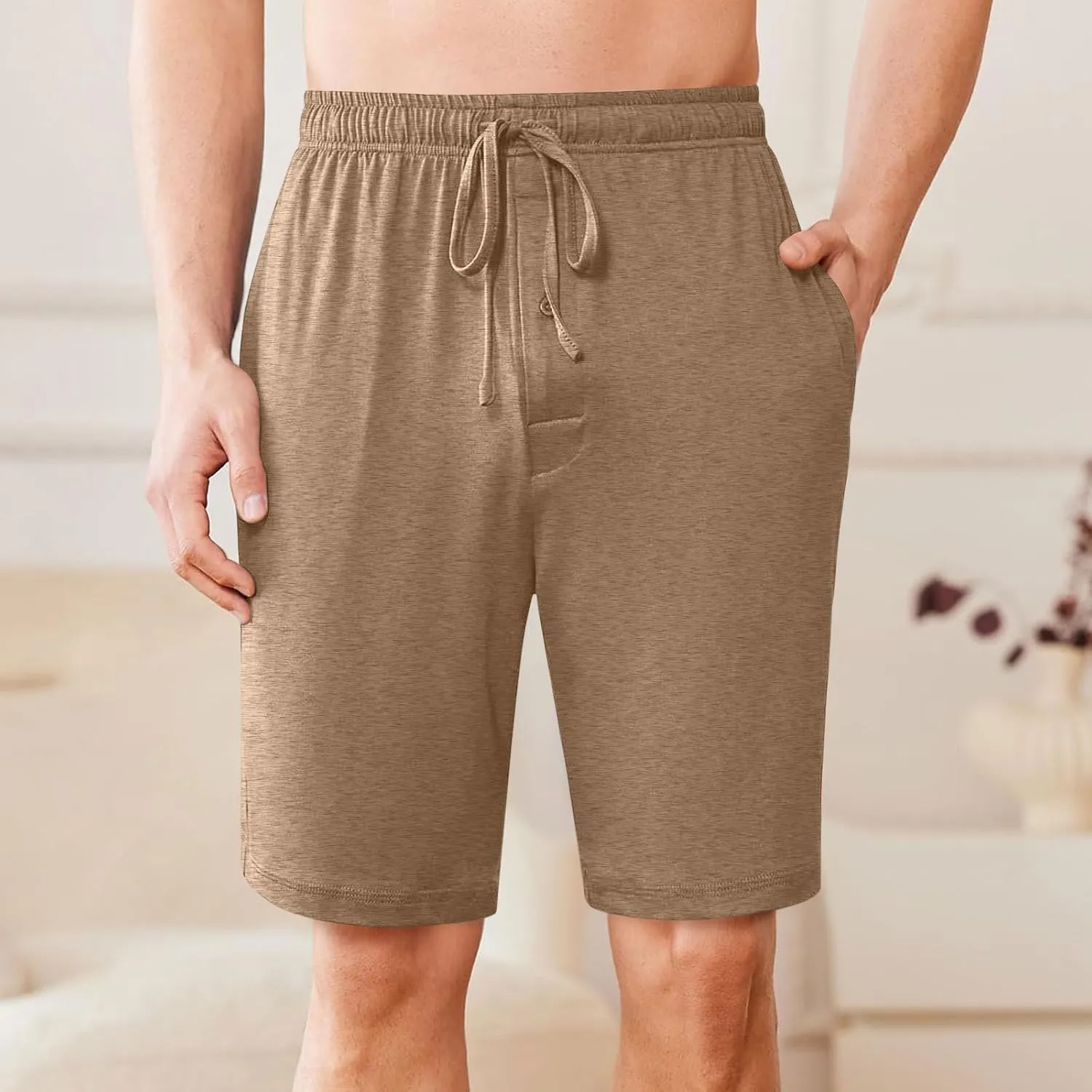 Xiaojmake Men's Pajama Shorts Button Soft Sleepwear PJs Bottoms Elastic Waistband Cotton Loungewear Plus Size Sleep Shorts