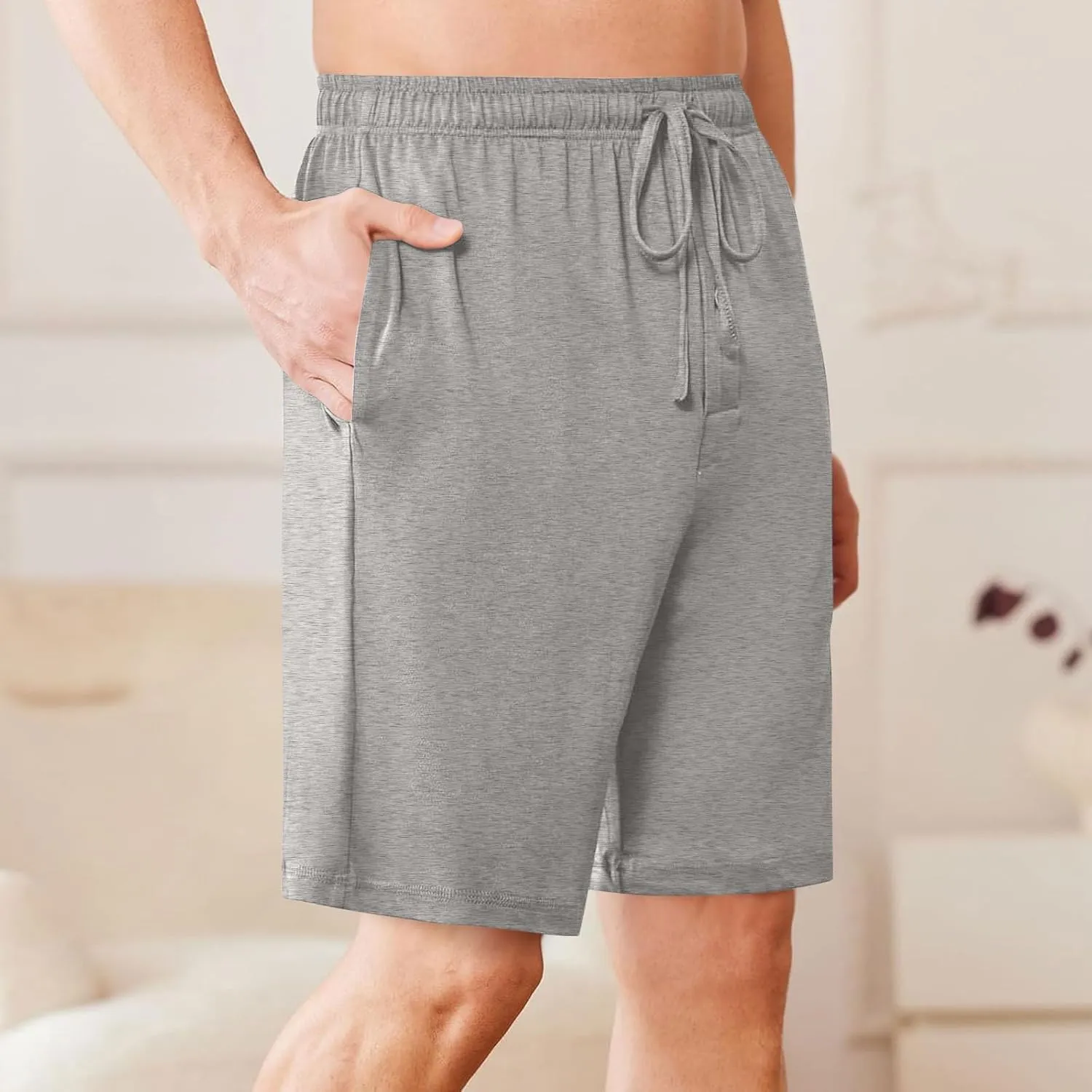 Xiaojmake Men's Pajama Shorts Button Soft Sleepwear PJs Bottoms Elastic Waistband Cotton Loungewear Plus Size Sleep Shorts