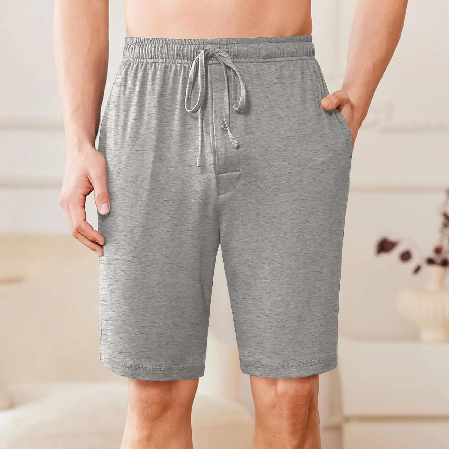 Xiaojmake Men's Pajama Shorts Button Soft Sleepwear PJs Bottoms Elastic Waistband Cotton Loungewear Plus Size Sleep Shorts