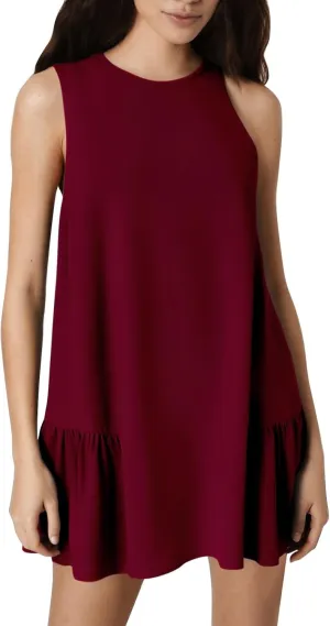 XOWRTE Women's Summer Dresses Round Neck Sleeveless Tank Dress Casual A-Line Sundresses Beach Vacation Clothes Mini Dress