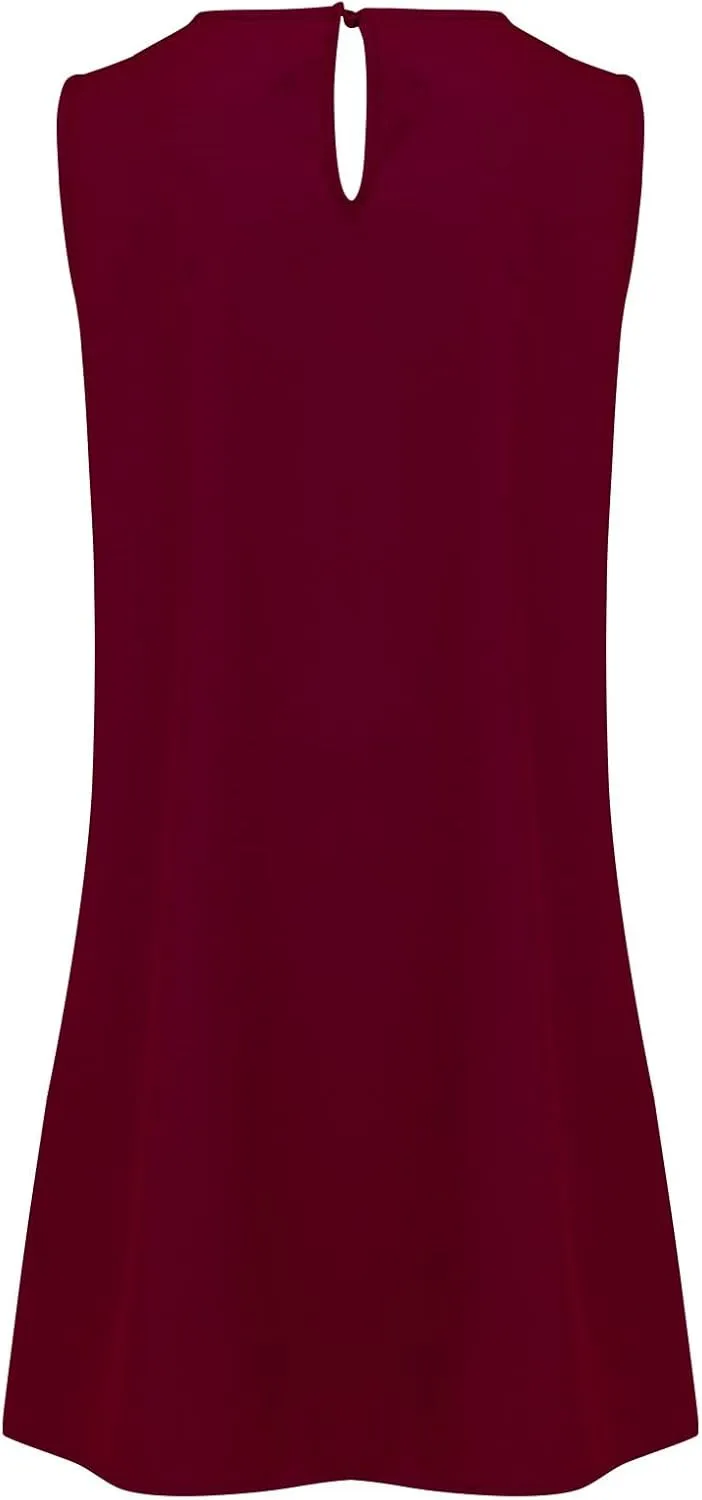 XOWRTE Women's Summer Dresses Round Neck Sleeveless Tank Dress Casual A-Line Sundresses Beach Vacation Clothes Mini Dress