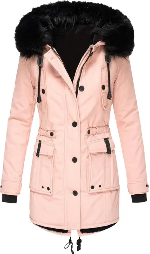 XOWRTE Womens Thicken Hooded Parkas Coats Puffer Coat Faux Fur Fleece Line Down Jackets with Pockets Parkas Long Coats Winter