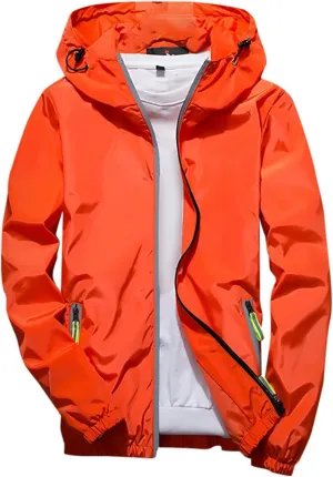 XUNRYAN Mens Running Cycling Jackets Reflective Coat Hooded Waterproof Windbreaker Lightweight Rain Jacket Bike Raincoat