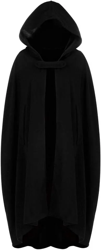 XUNRYAN Womens Winter Cape Coat Wool Blend Hooded Cloak Maxi Long Cardigans Open Front Poncho Outwear Halloween Costume