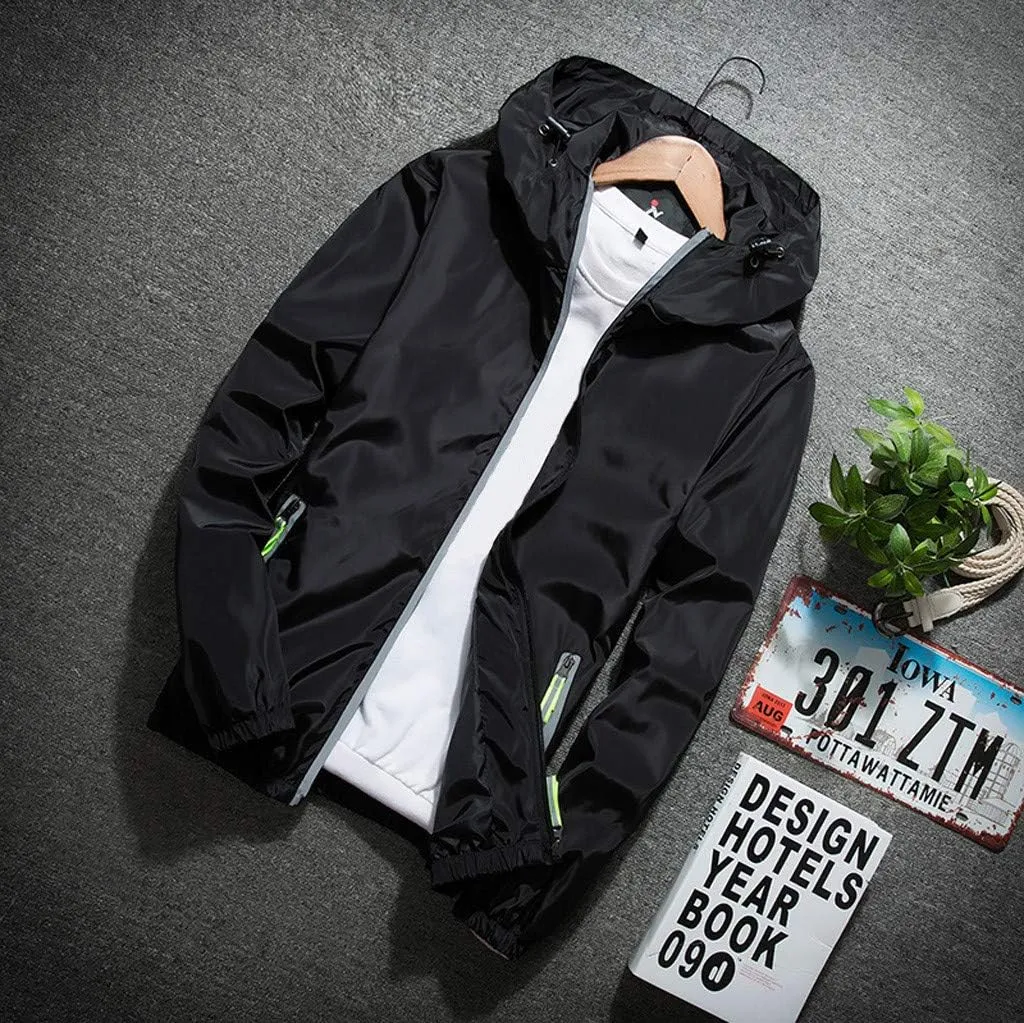 Ymosrh Men's Lightweight Work Jackets Water Resistant Rain Jacket Windproof for Hiking Fishing Running Sportswear, M-7XL