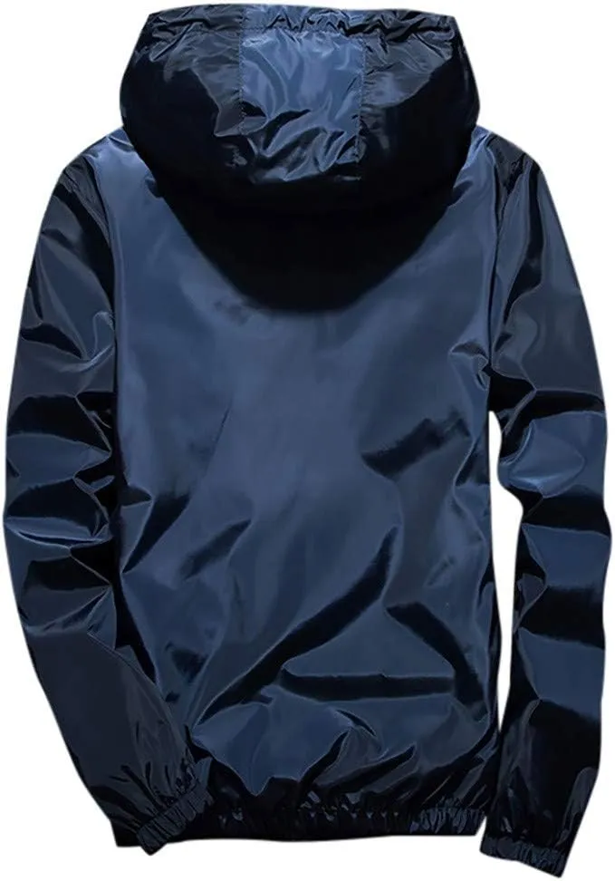 Ymosrh Men's Lightweight Work Jackets Water Resistant Rain Jacket Windproof for Hiking Fishing Running Sportswear, M-7XL