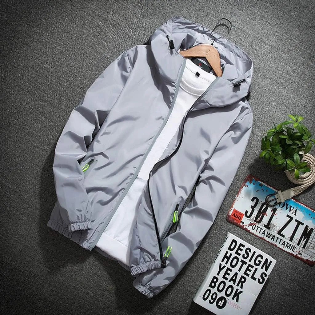 Ymosrh Men's Lightweight Work Jackets Water Resistant Rain Jacket Windproof for Hiking Fishing Running Sportswear, M-7XL