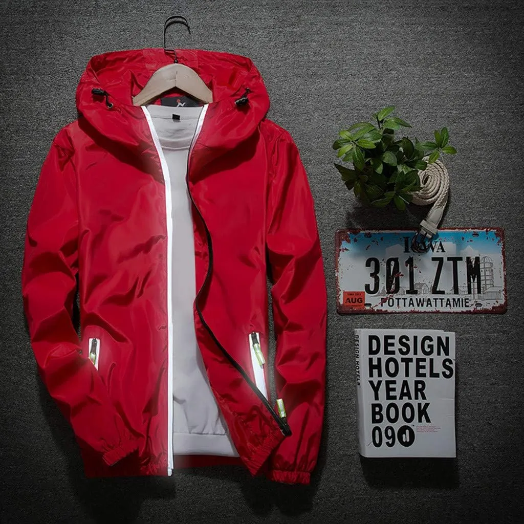 Ymosrh Men's Lightweight Work Jackets Water Resistant Rain Jacket Windproof for Hiking Fishing Running Sportswear, M-7XL