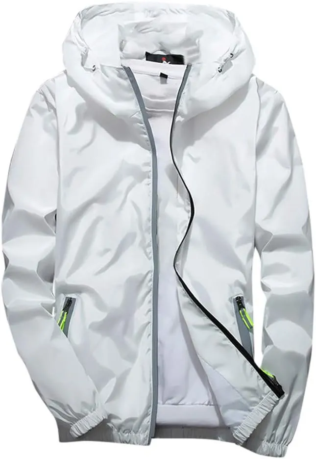 Ymosrh Men's Lightweight Work Jackets Water Resistant Rain Jacket Windproof for Hiking Fishing Running Sportswear, M-7XL