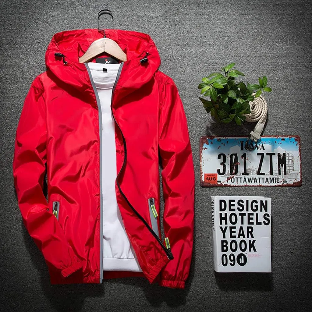 Ymosrh Men's Lightweight Work Jackets Water Resistant Rain Jacket Windproof for Hiking Fishing Running Sportswear, M-7XL