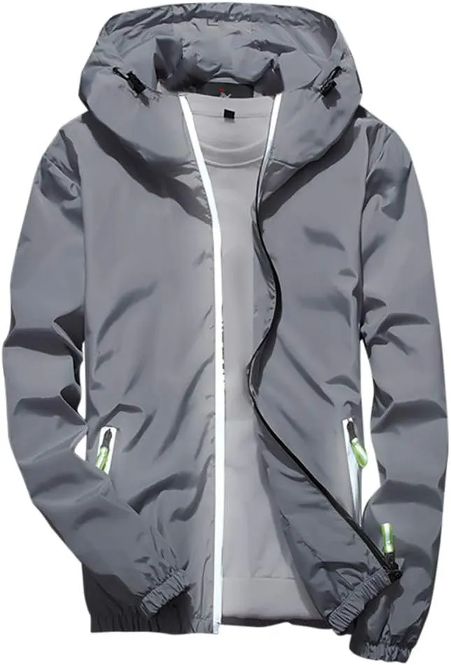 Ymosrh Men's Lightweight Work Jackets Water Resistant Rain Jacket Windproof for Hiking Fishing Running Sportswear, M-7XL