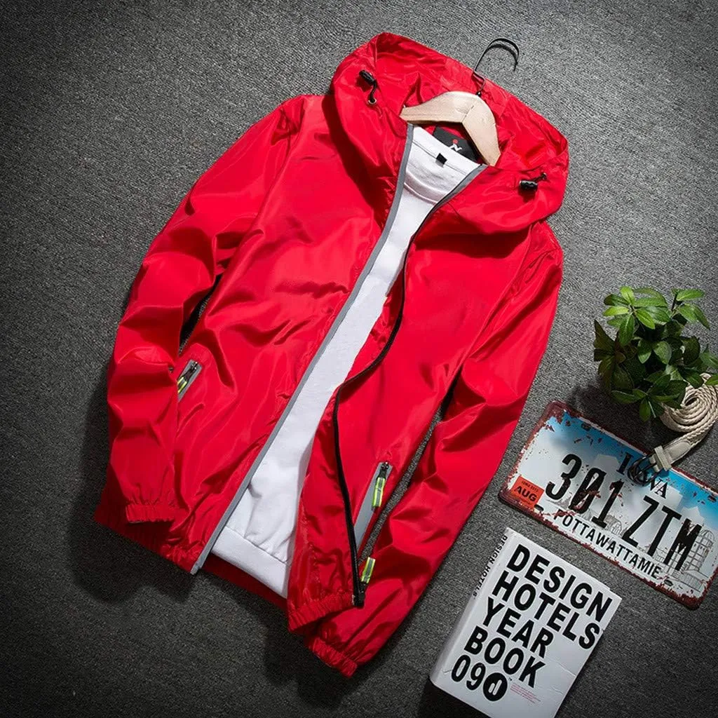 Ymosrh Men's Lightweight Work Jackets Water Resistant Rain Jacket Windproof for Hiking Fishing Running Sportswear, M-7XL
