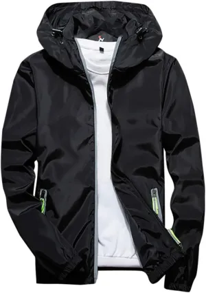 Ymosrh Men's Lightweight Work Jackets Water Resistant Rain Jacket Windproof for Hiking Fishing Running Sportswear, M-7XL