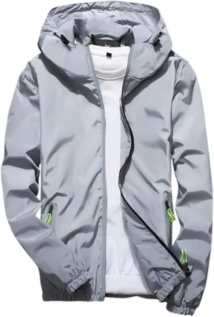 Ymosrh Men's Lightweight Work Jackets Water Resistant Rain Jacket Windproof for Hiking Fishing Running Sportswear, M-7XL