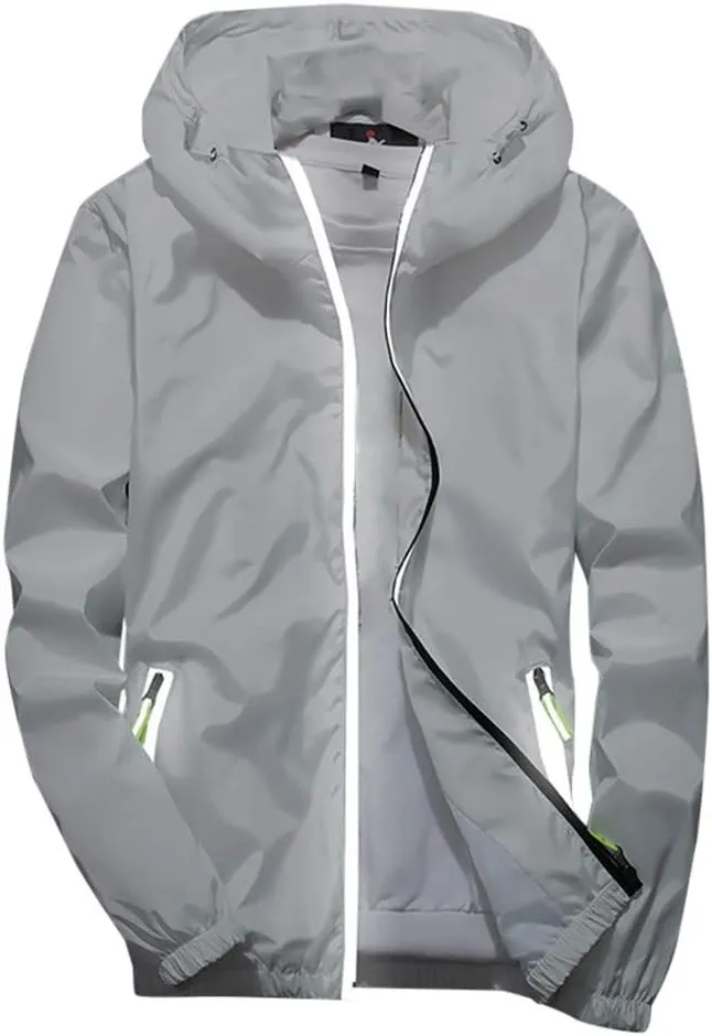 Ymosrh Men's Lightweight Work Jackets Water Resistant Rain Jacket Windproof for Hiking Fishing Running Sportswear, M-7XL