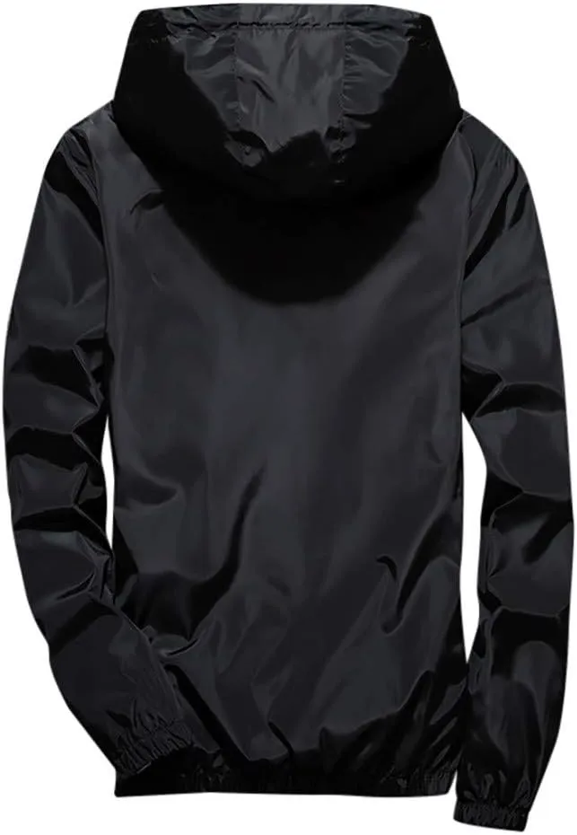 Ymosrh Men's Lightweight Work Jackets Water Resistant Rain Jacket Windproof for Hiking Fishing Running Sportswear, M-7XL