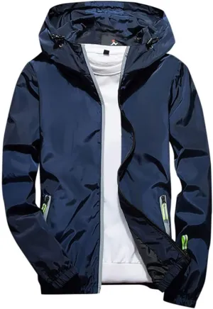 Ymosrh Men's Lightweight Work Jackets Water Resistant Rain Jacket Windproof for Hiking Fishing Running Sportswear, M-7XL
