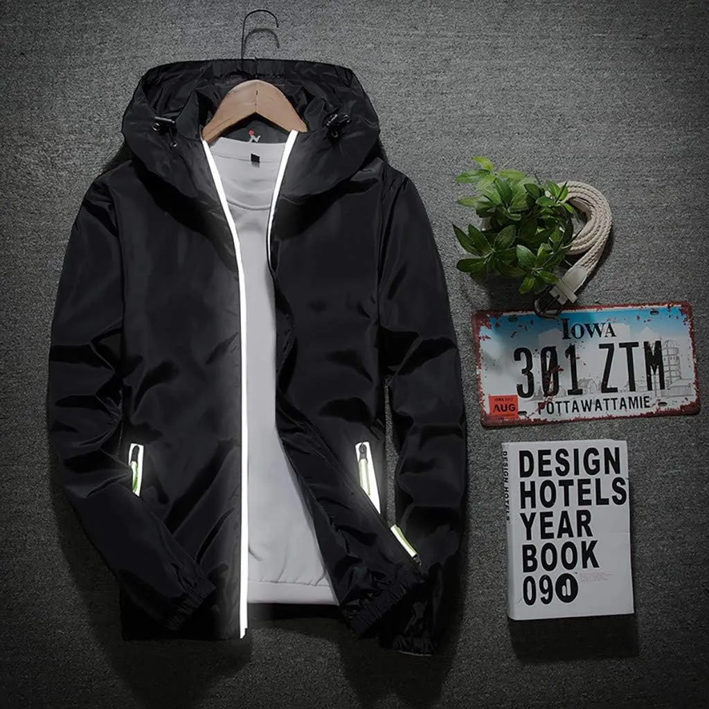 Ymosrh Men's Lightweight Work Jackets Water Resistant Rain Jacket Windproof for Hiking Fishing Running Sportswear, M-7XL