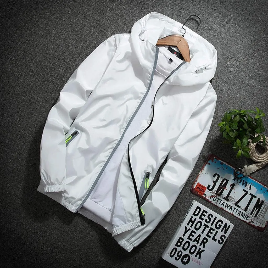 Ymosrh Men's Lightweight Work Jackets Water Resistant Rain Jacket Windproof for Hiking Fishing Running Sportswear, M-7XL