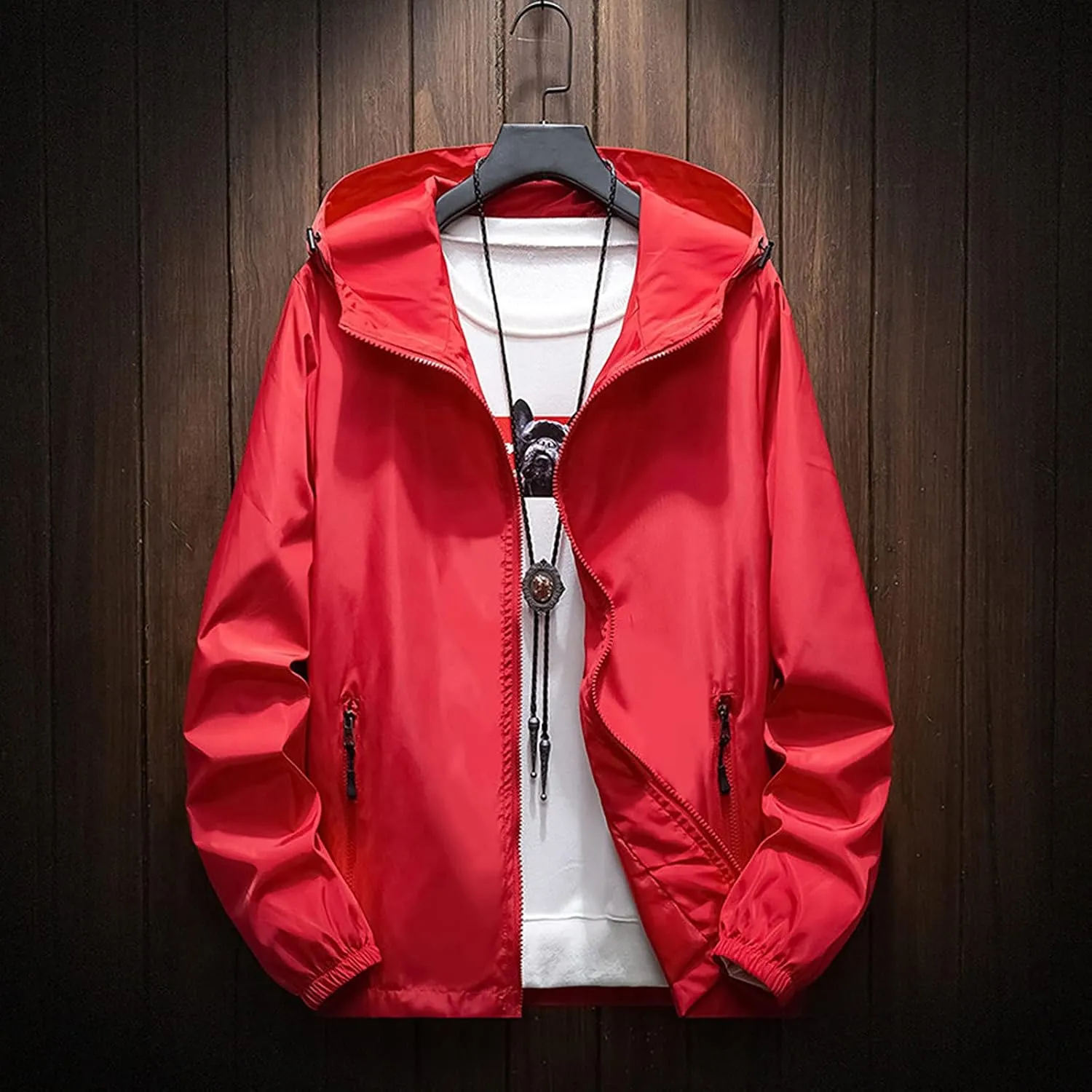 Ymosrh Men's Travel Rain Jackets Lightweight Water Resistant Running Hiking Fishing Light Coats Jacket Windbreaker