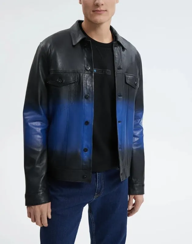 Yolo Jackets Real Lambskin Classic Shirt Style Trucker Leather Jackets for Men - Mens Leather Jacket