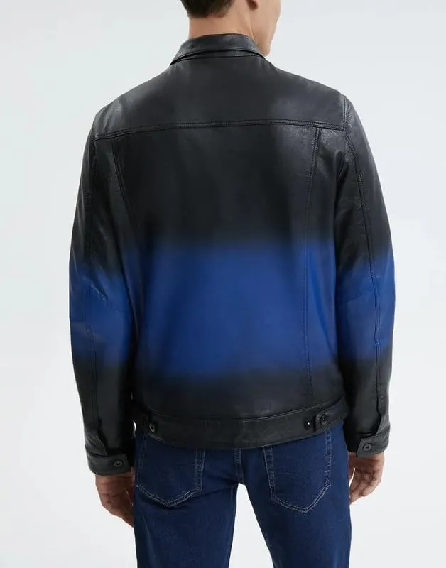 Yolo Jackets Real Lambskin Classic Shirt Style Trucker Leather Jackets for Men - Mens Leather Jacket