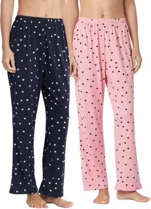 YUSHOW 2 Pack Womens Pajamas Pants Soft Wide Leg Lounge Pj Bottoms Sleepwear Loungwear