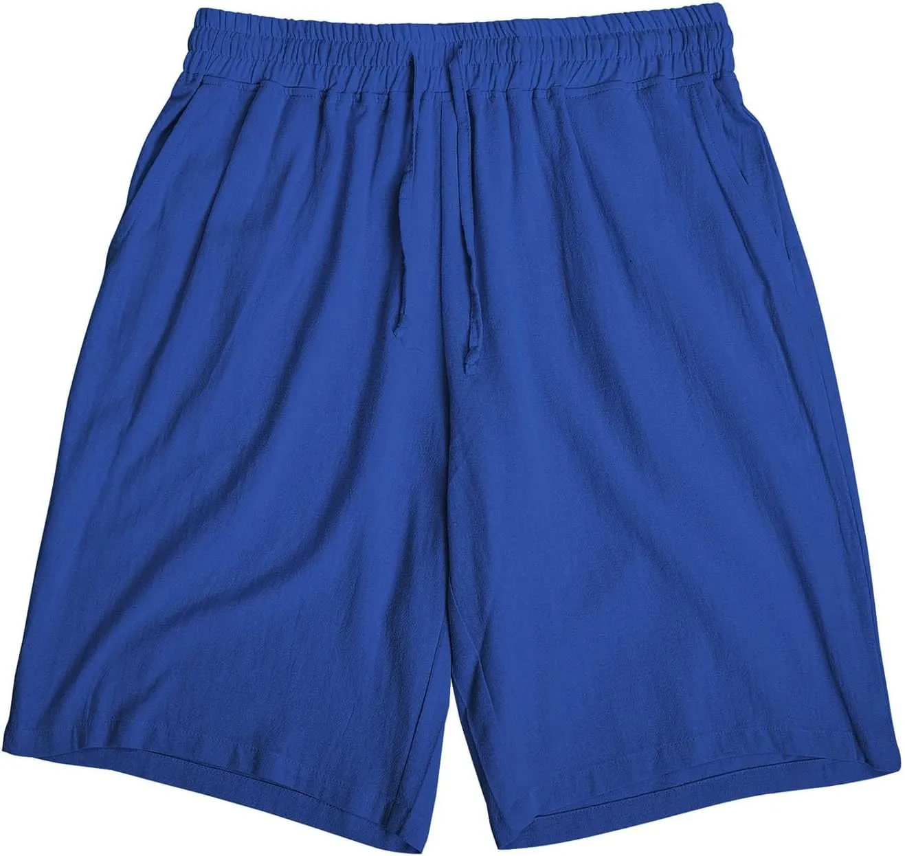 Zeiyignr Men's Cotton Linen Shorts Casual Elastic Waist Drawstring Summer Beach Shorts Solid Bermuda Shorts Athletic Shorts