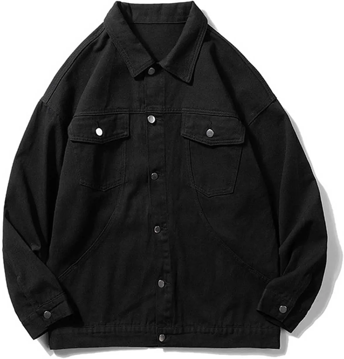 Zeiyignr Mens Denim Jacket Lapel Long Sleeve Button Down Cargo Jackets Classic Jean Jackets Trucker Jacket Casual Denim Coat