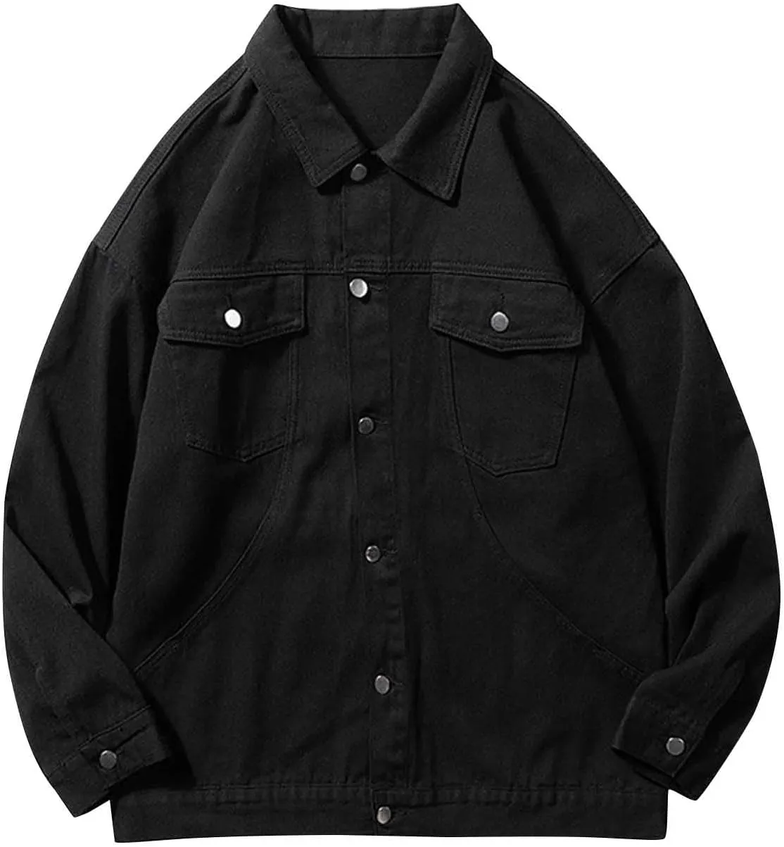 Zeiyignr Mens Denim Jacket Lapel Long Sleeve Button Down Cargo Jackets Classic Jean Jackets Trucker Jacket Casual Denim Coat
