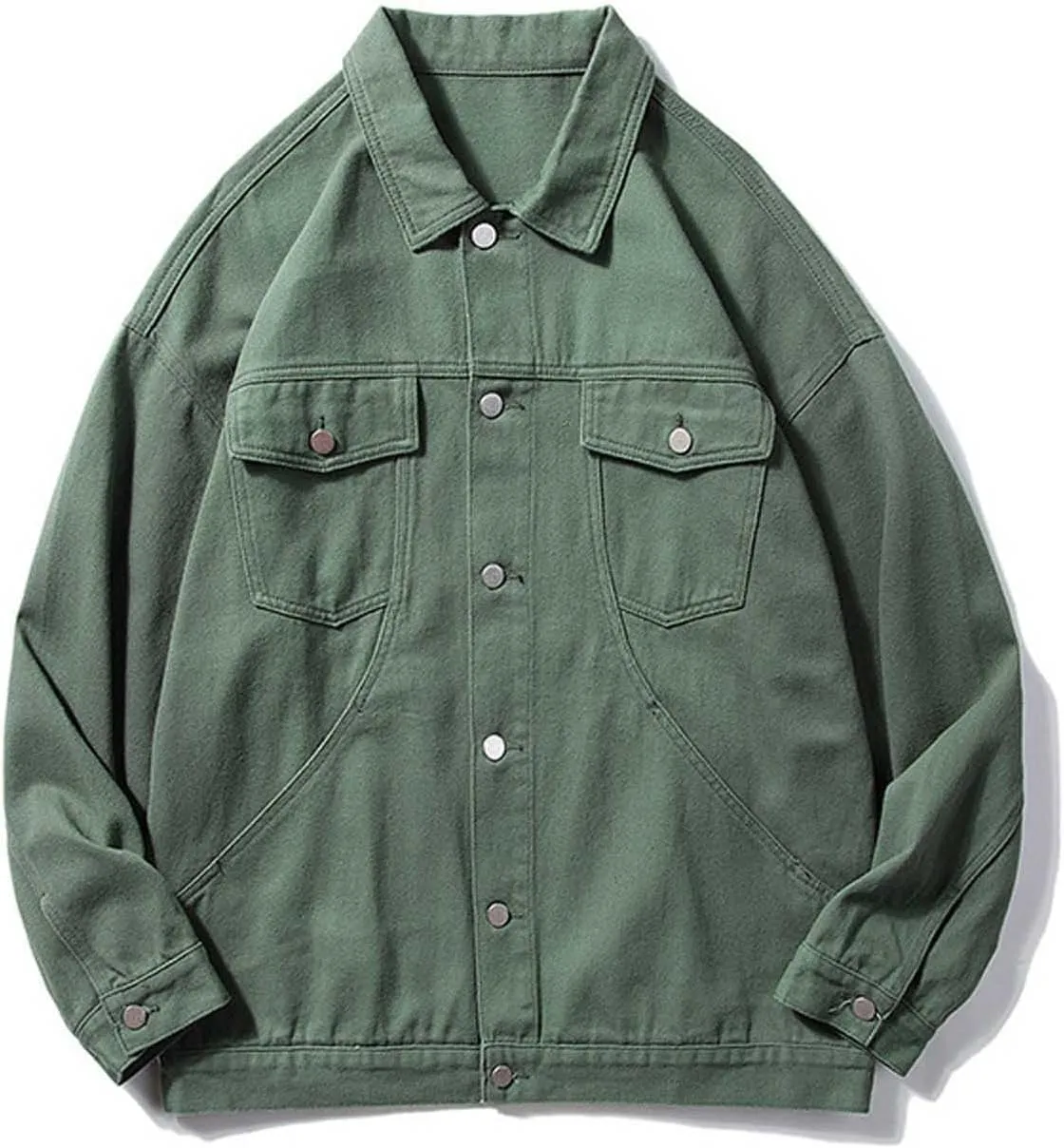 Zeiyignr Mens Denim Jacket Lapel Long Sleeve Button Down Cargo Jackets Classic Jean Jackets Trucker Jacket Casual Denim Coat