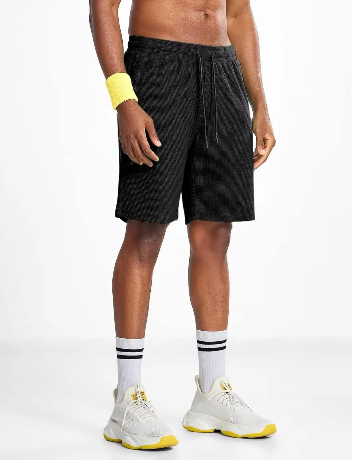 Zengjo Mens Lounge Shorts Jersey Knit,Drawstring Casual Sweat Shorts with Pockets Drawstring Elastic Waist 9 Inch Inseam