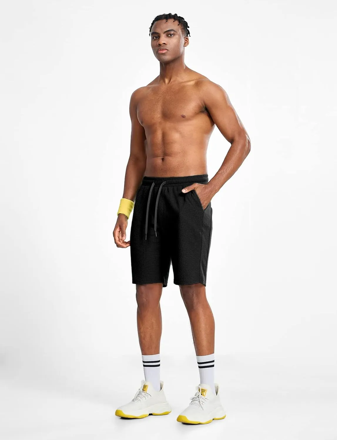 Zengjo Mens Lounge Shorts Jersey Knit,Drawstring Casual Sweat Shorts with Pockets Drawstring Elastic Waist 9 Inch Inseam