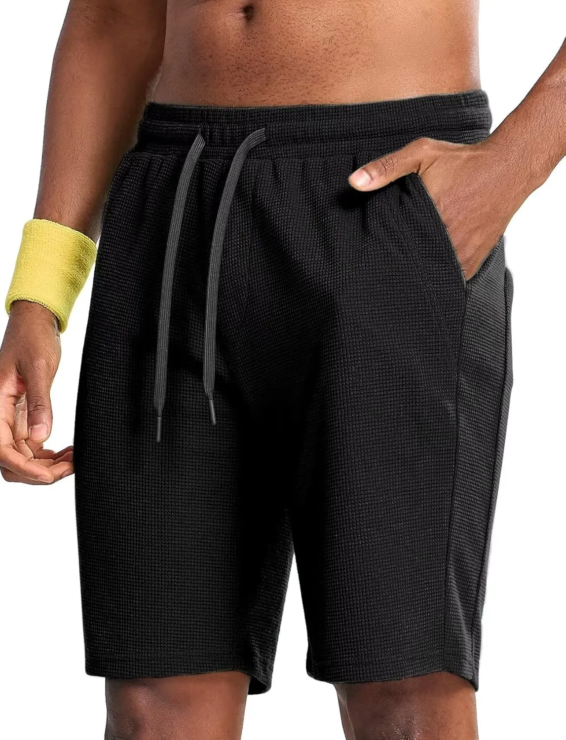 Zengjo Mens Lounge Shorts Jersey Knit,Drawstring Casual Sweat Shorts with Pockets Drawstring Elastic Waist 9 Inch Inseam